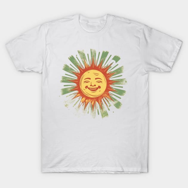 Retro smiling sun illustration T-Shirt by bigmomentsdesign